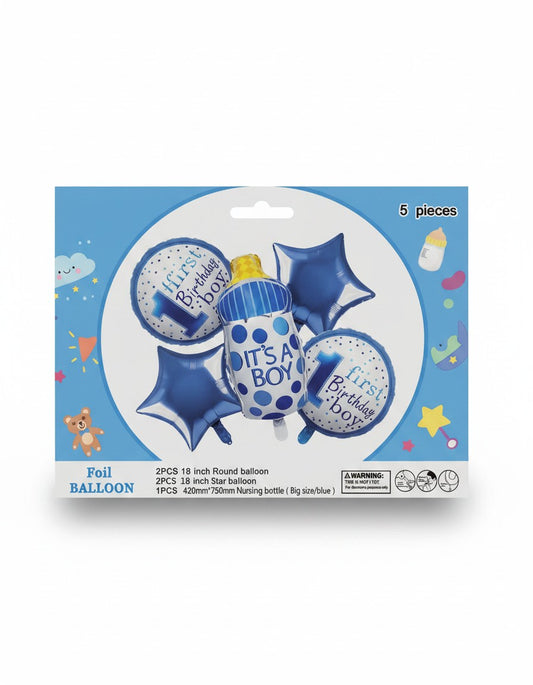 1st Happy Birthday Boy Milk Bottle- 5PCS Combo