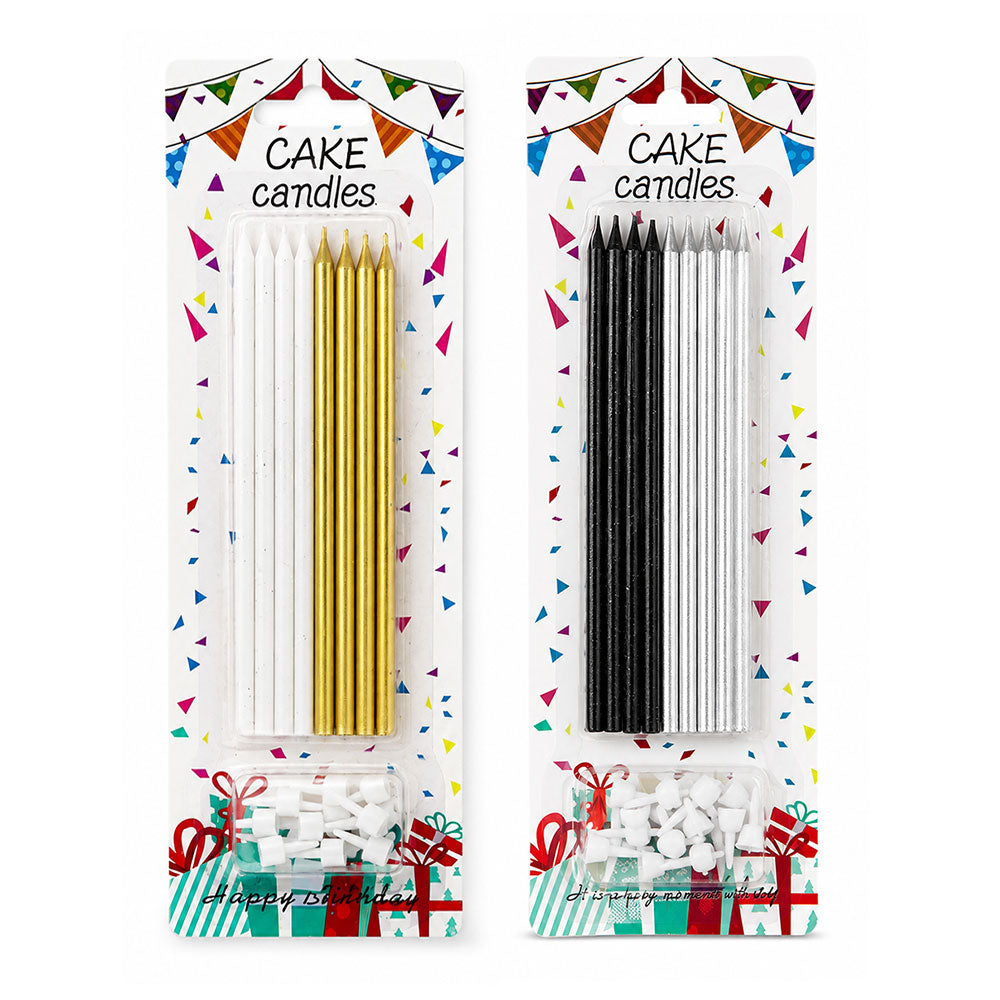 Gold and Silver Cake Top Candle Set