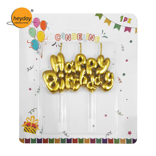 Happy Birthday Metal Candle Mixed