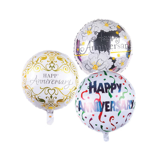18" Happy Anniversary Round Foil Balloons