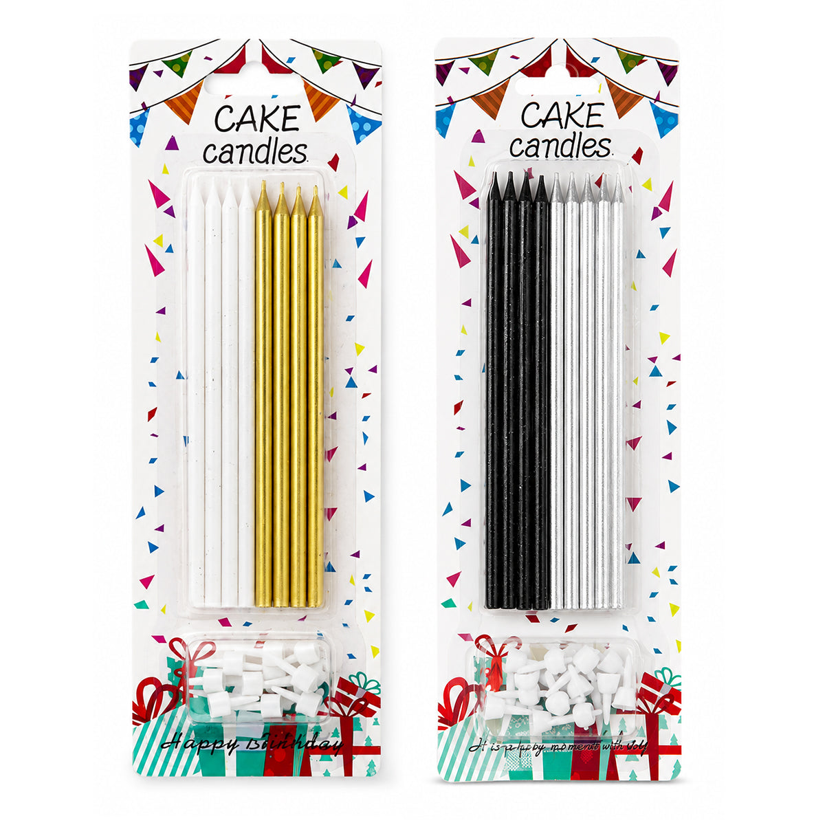 Gold and Silver Cake Top Candle Set
