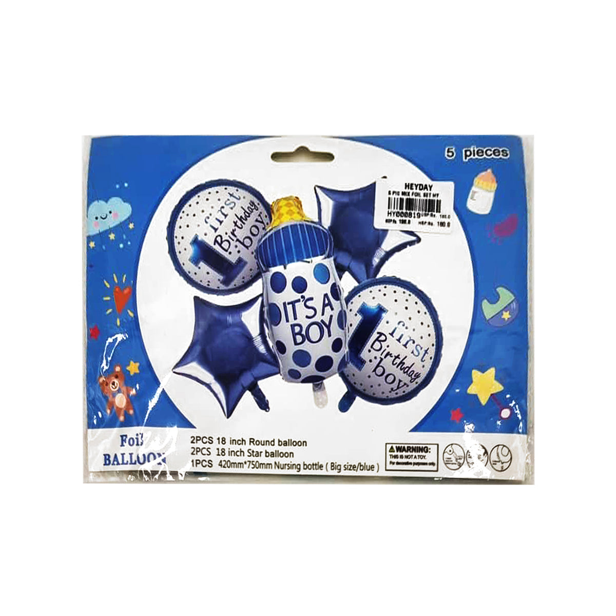 1st Happy Birthday Boy Milk Bottle- 5PCS Combo
