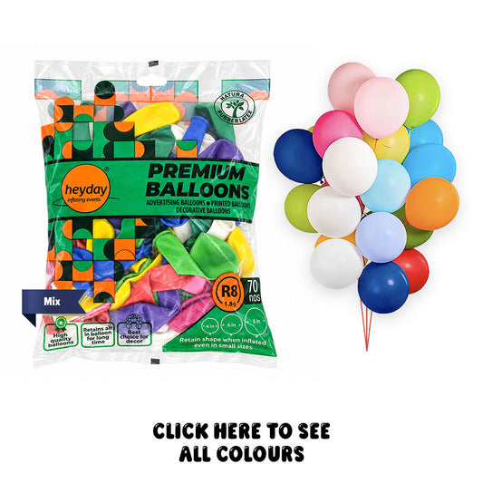 Premium Balloons 8 Inch - 70 Nos
