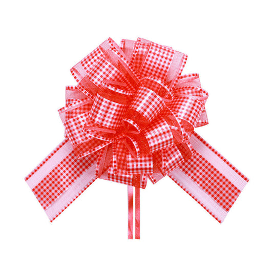 Puller Bow Organza Check Pom Pom 50mm